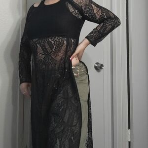 Sheer lace tunic dress